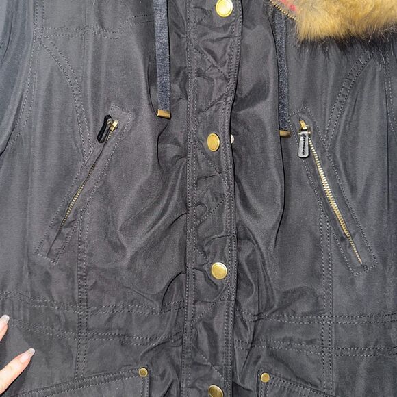 1 Madison Expedition Women's Faux Fur Hooded Parka Jacket - Black XL - Picture 3 of 12